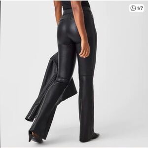 SPANX Black Flare Faux Leather Pants